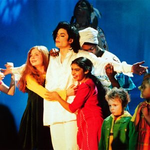 Michael Jackson performs at the BRIT Awards in London's Earls Court on February 19, 1996.