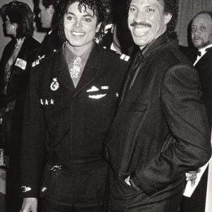 Michael Jackson and Lionel Richie attend the 28th Annual GRAMMY Awards on February 25, 1986 at the Shrine Auditorium in Los Angeles, California.